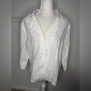 La Cera Elegant White Women's Eyelet Blazer size Large new with tag